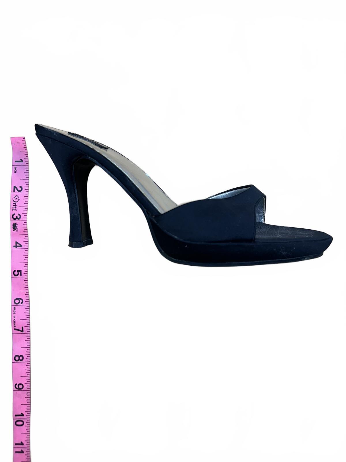 Xhilaration Black Satin Heeled Mules Classic Elegant Heels