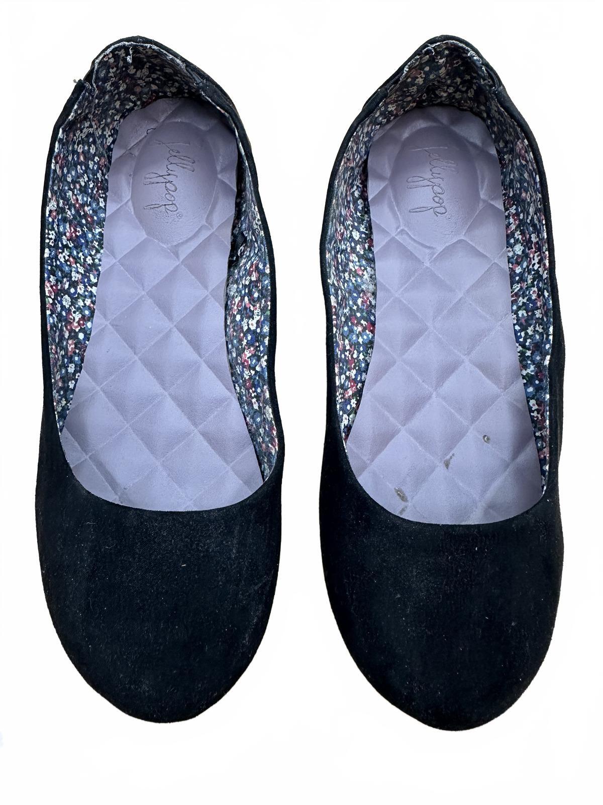 Jellypop Black Suede Ballet Flats with Floral Lining