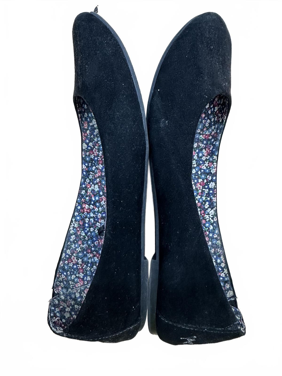 Jellypop Black Suede Ballet Flats with Floral Lining