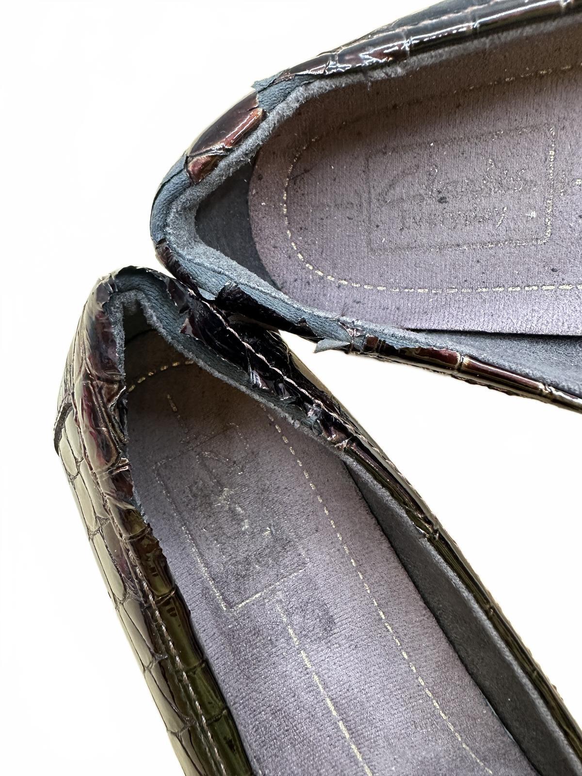 Clarks Reddish Brown Croc Embossed Leather Loafers Classic Vintage Inspired