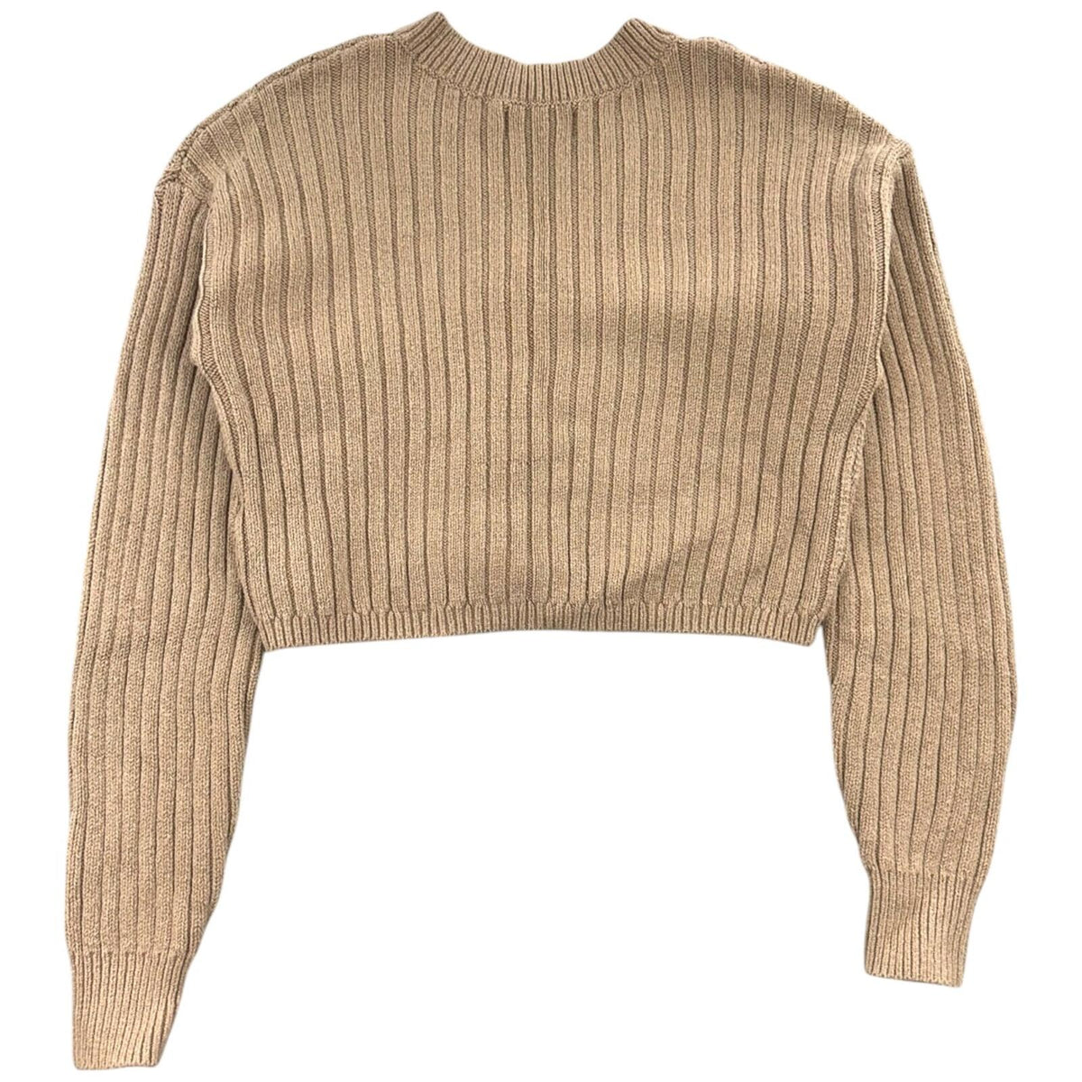Hollister Co. Cropped Cable Knit Cardigan Sweater in Warm Camel Tan