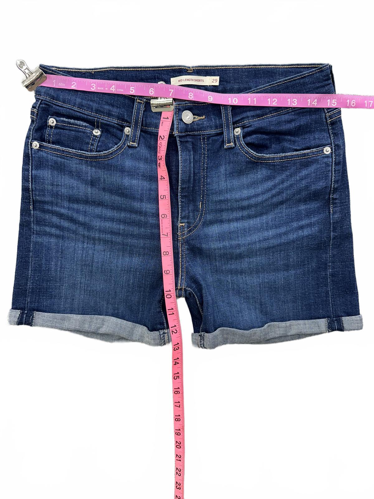 Levi's Mid Length Denim Shorts Classic Vintage Casual Blue Rolled Cuffs