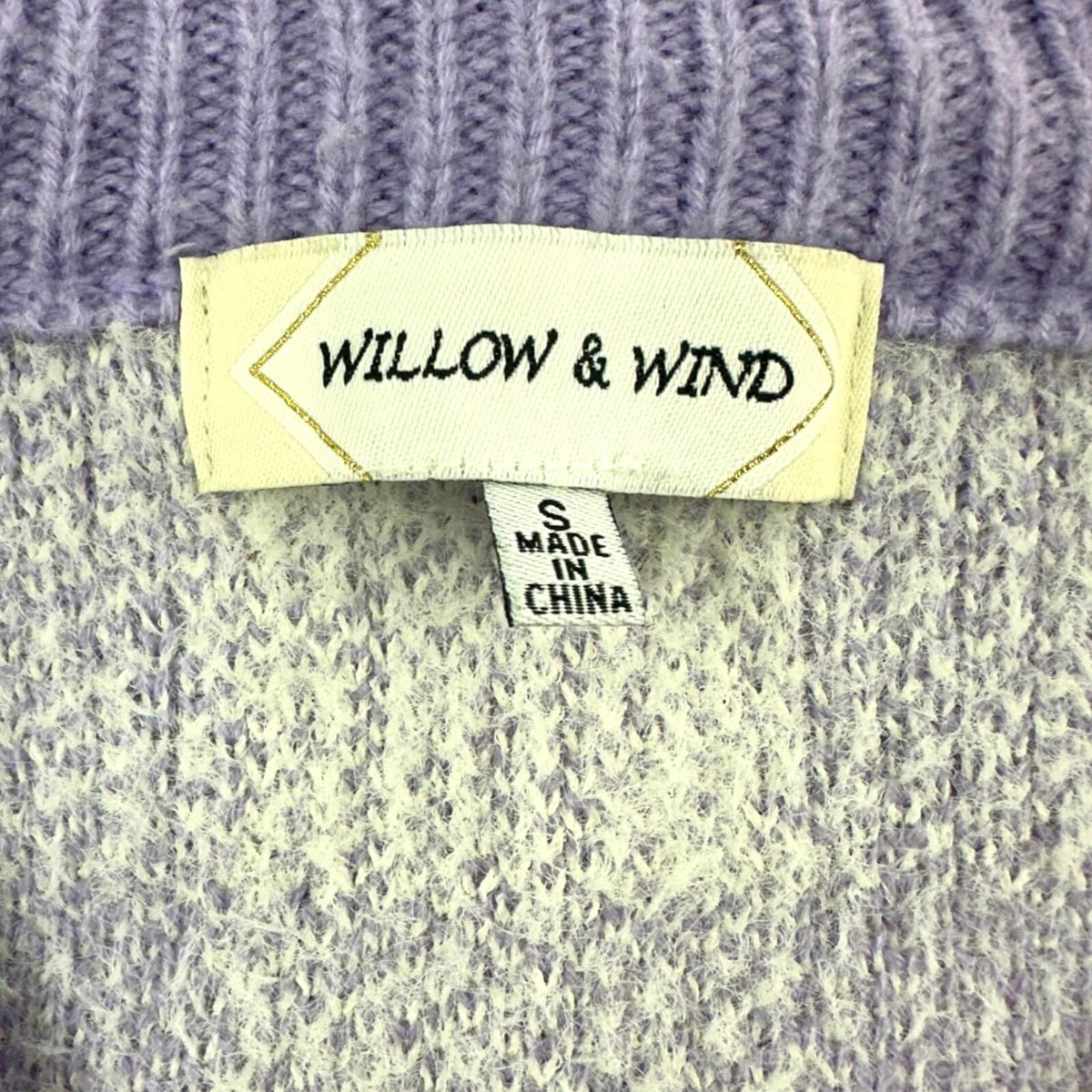 Willow & Wind Lavender White Plaid Cropped Cardigan Sweater Soft Girl Pastel Y2K