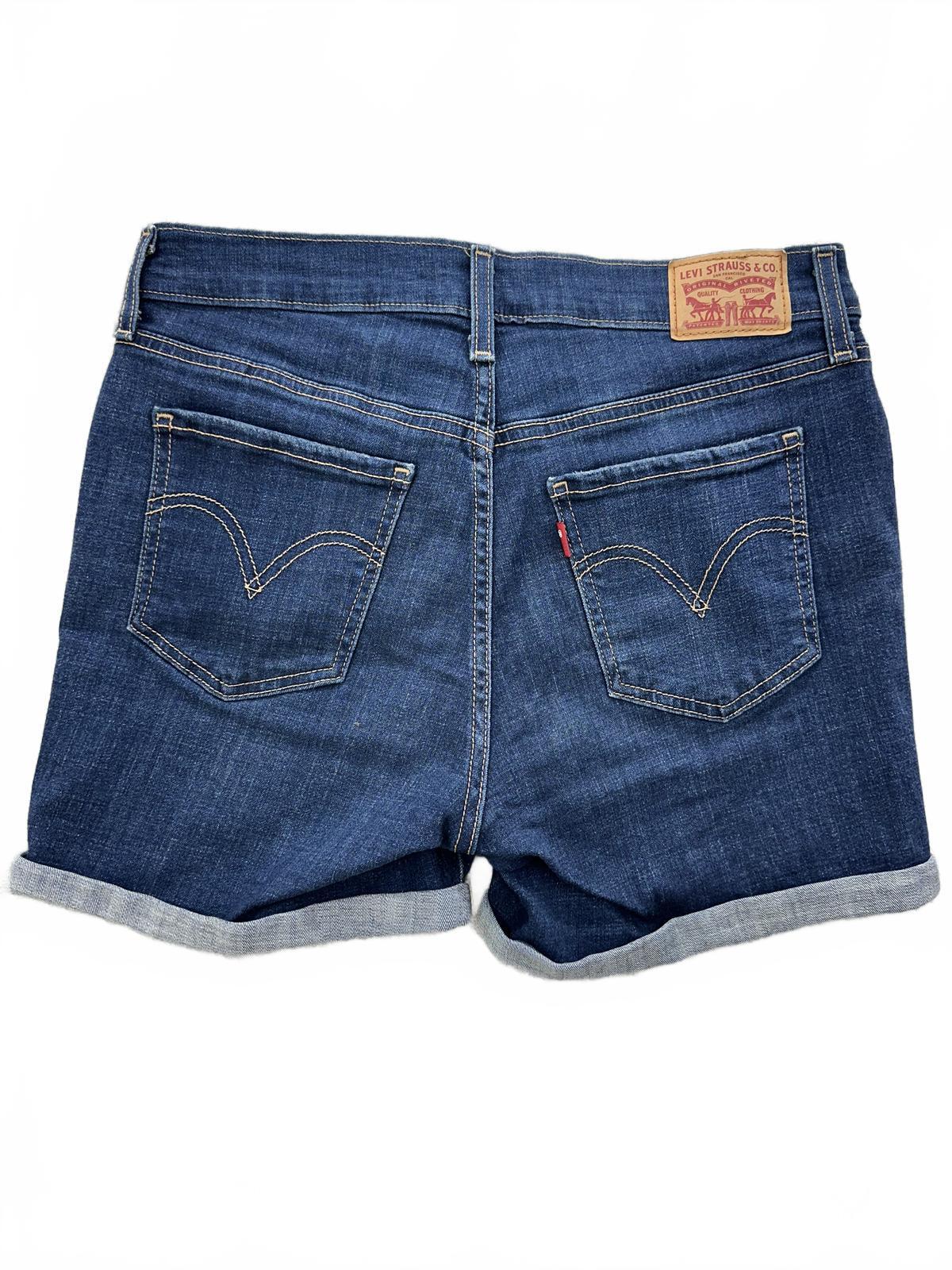 Levi's Mid Length Denim Shorts Classic Vintage Casual Blue Rolled Cuffs