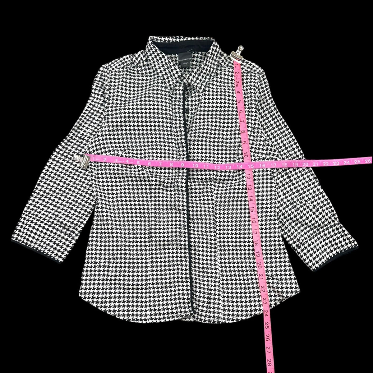 Covington Black and White Houndstooth Blouse Office Siren Dark Academia