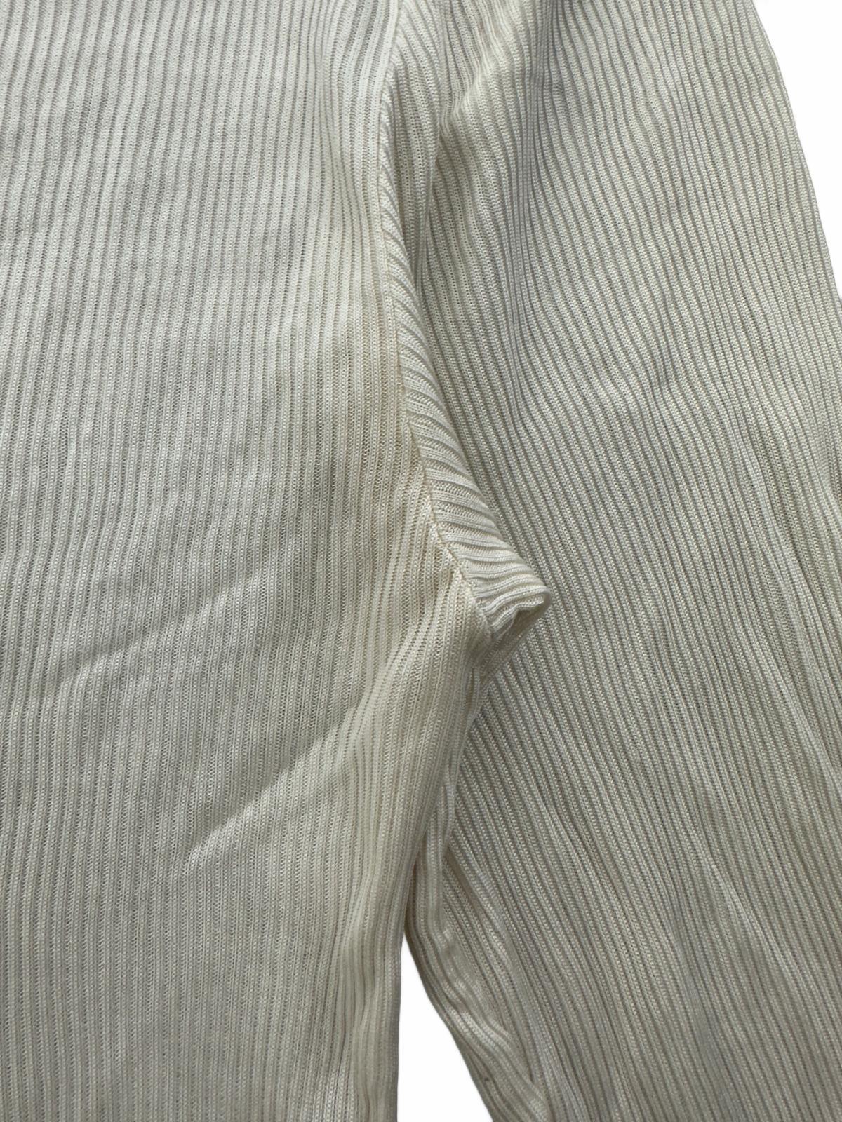 Orvis Cream Silk Ribbed Long Sleeve Top with Floral Embroidery