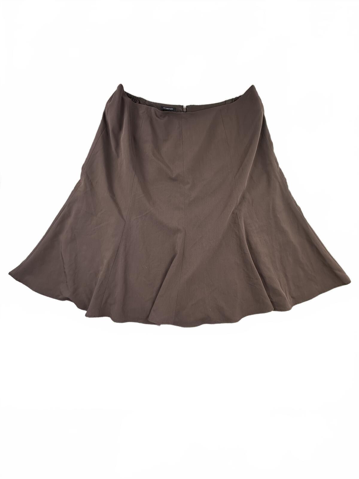 Evan Picone Stretch Brown Flared Skirt Y2K Minimalist Office Wear
