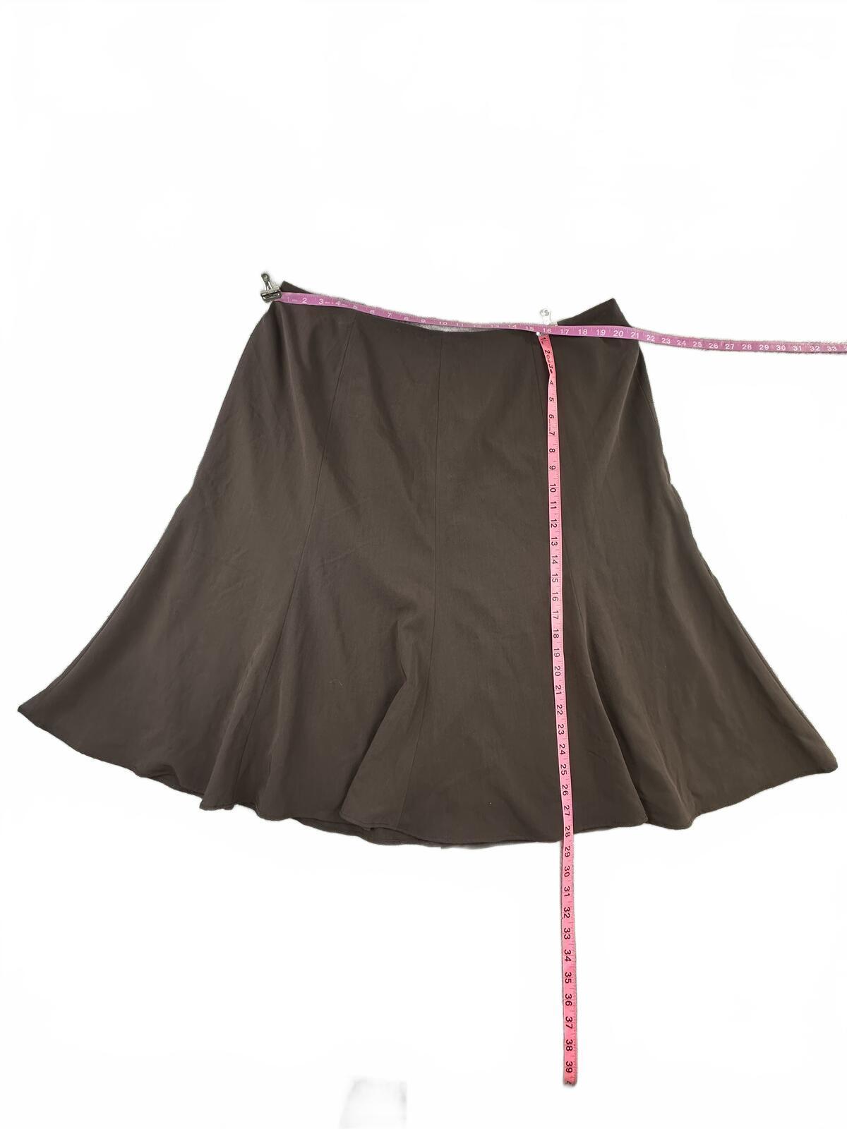 Evan Picone Stretch Brown Flared Skirt Y2K Minimalist Office Wear