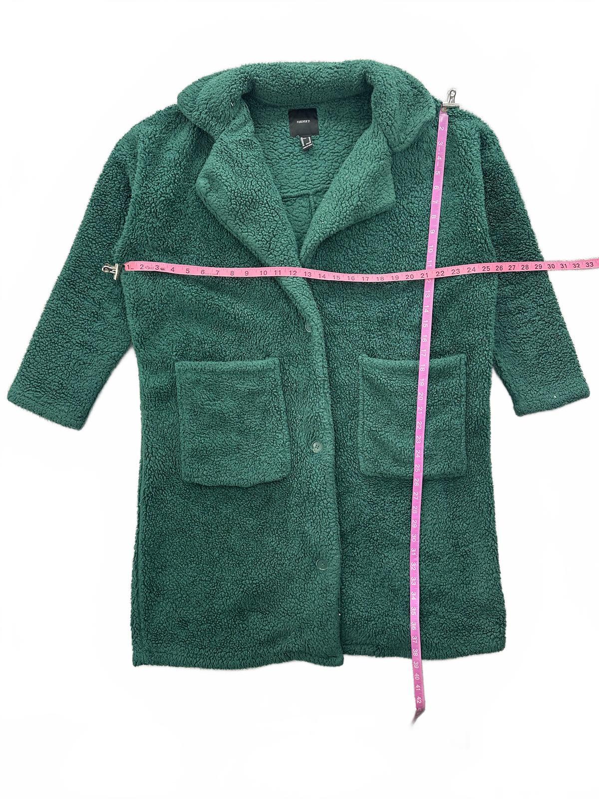 Forever 21 Dark Green Teddy Coat Cozy Streetwear Casual Outerwear