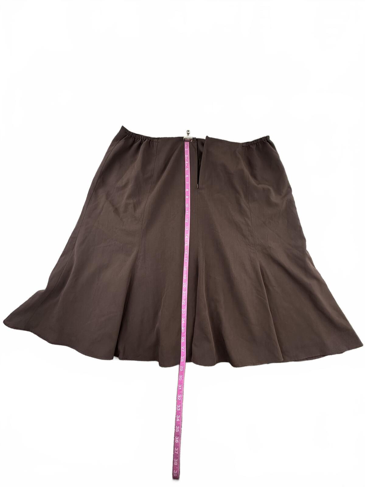 Evan Picone Stretch Brown Flared Skirt Y2K Minimalist Office Wear