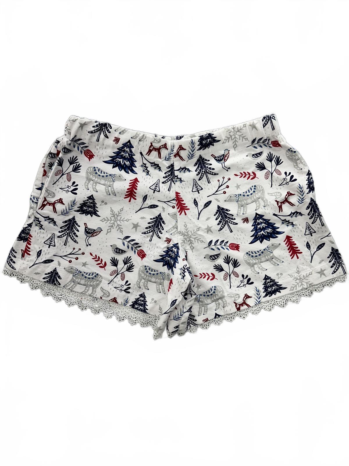 Handmade Winter Forest Print Lounge Shorts