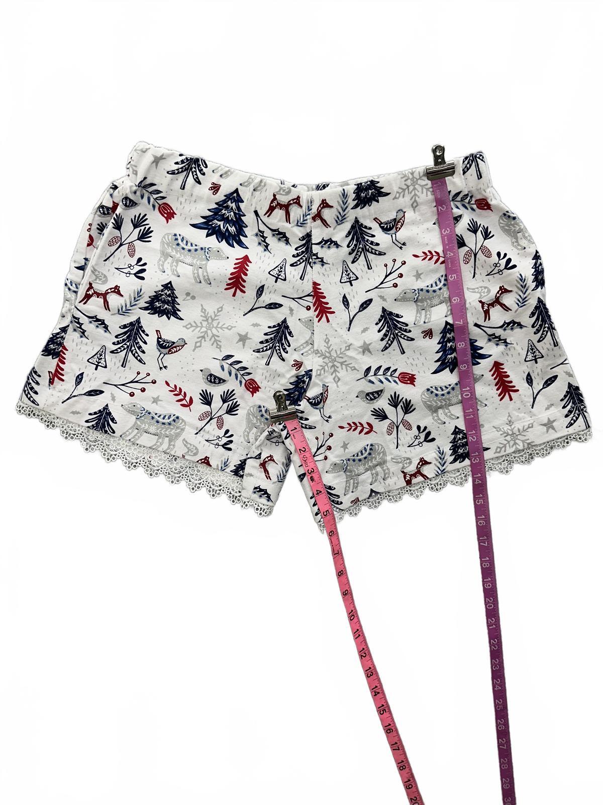 Handmade Winter Forest Print Lounge Shorts
