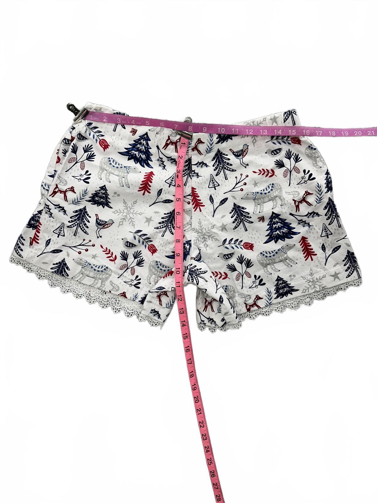 Handmade Winter Forest Print Lounge Shorts