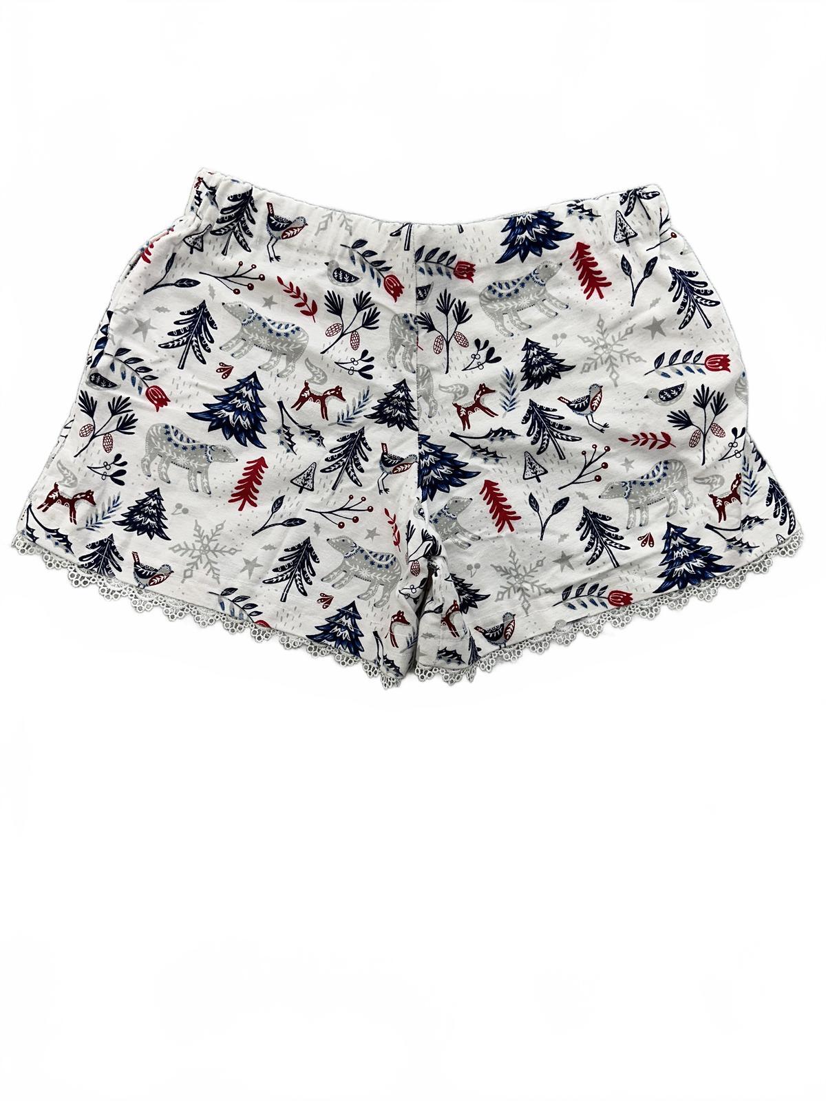 Handmade Winter Forest Print Lounge Shorts