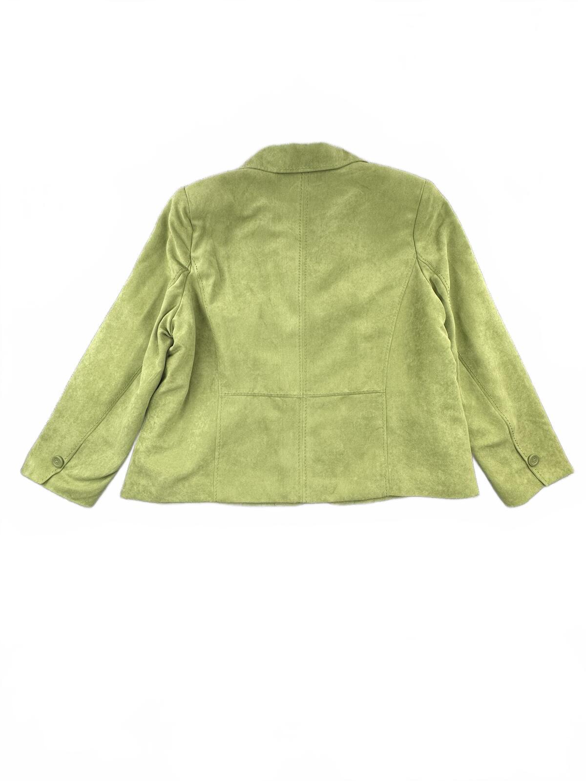 Studio Works Light Green Faux Suede Blazer Jacket Y2K Fairycore