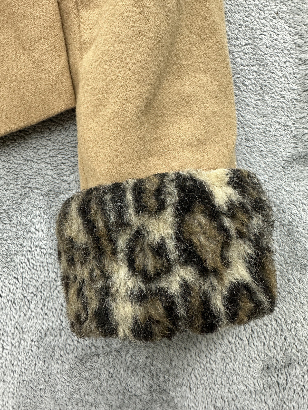 INC International Concepts Wool Blend Pea Coat with Leopard Cuffs