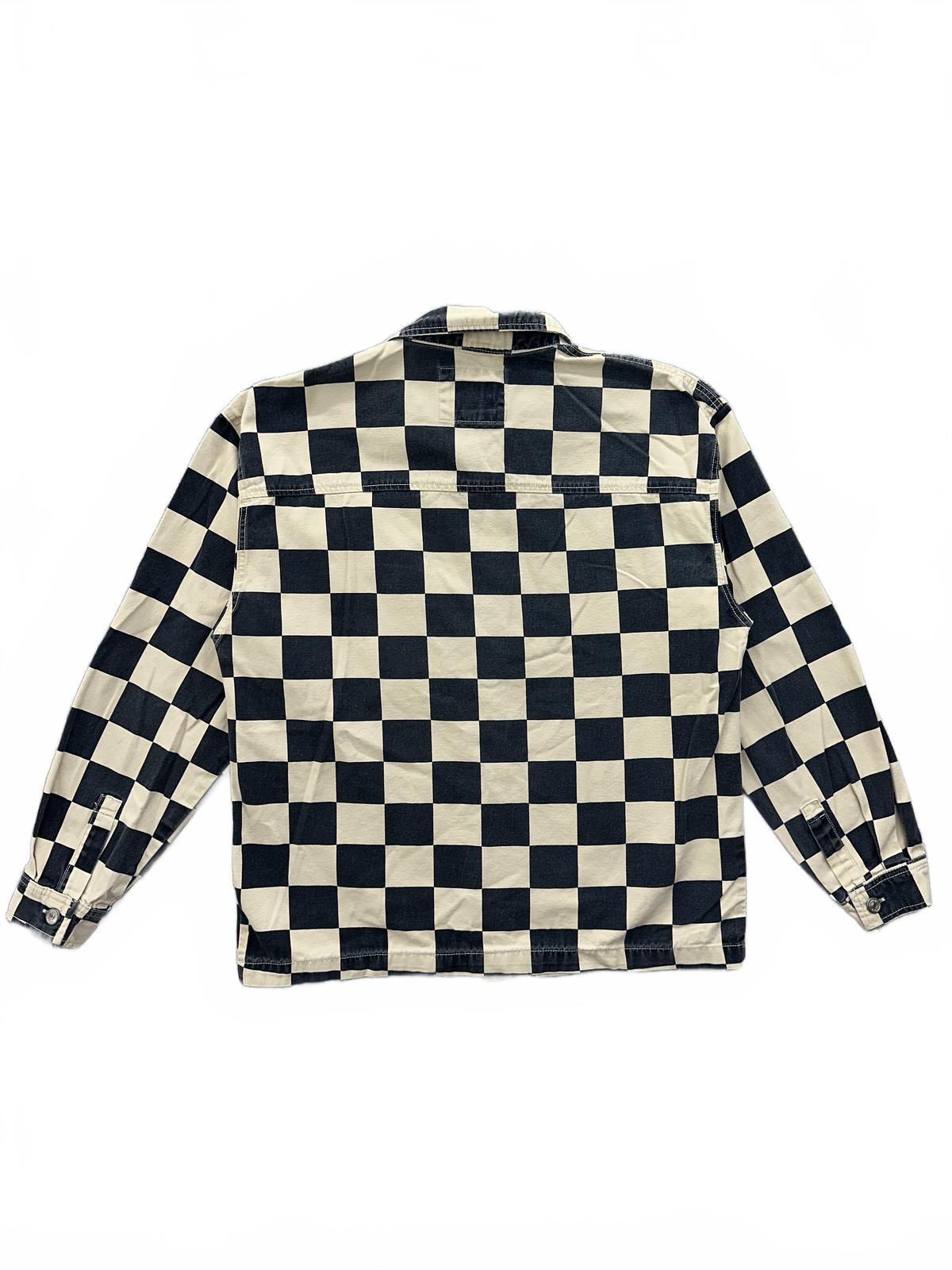 FOREVER 21 Men's Black and Cream Checkerboard Button Up Jacket