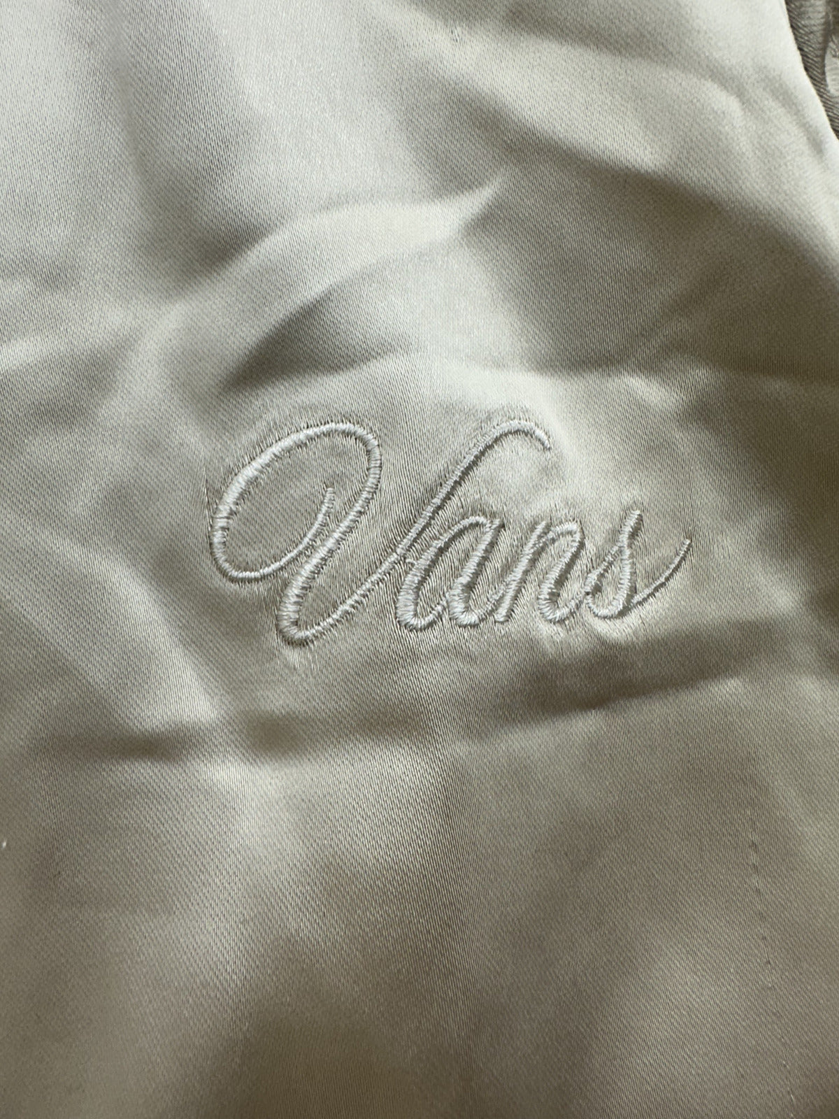 VANS Satin Bomber Jacket Cream Y2K Streetwear Retro