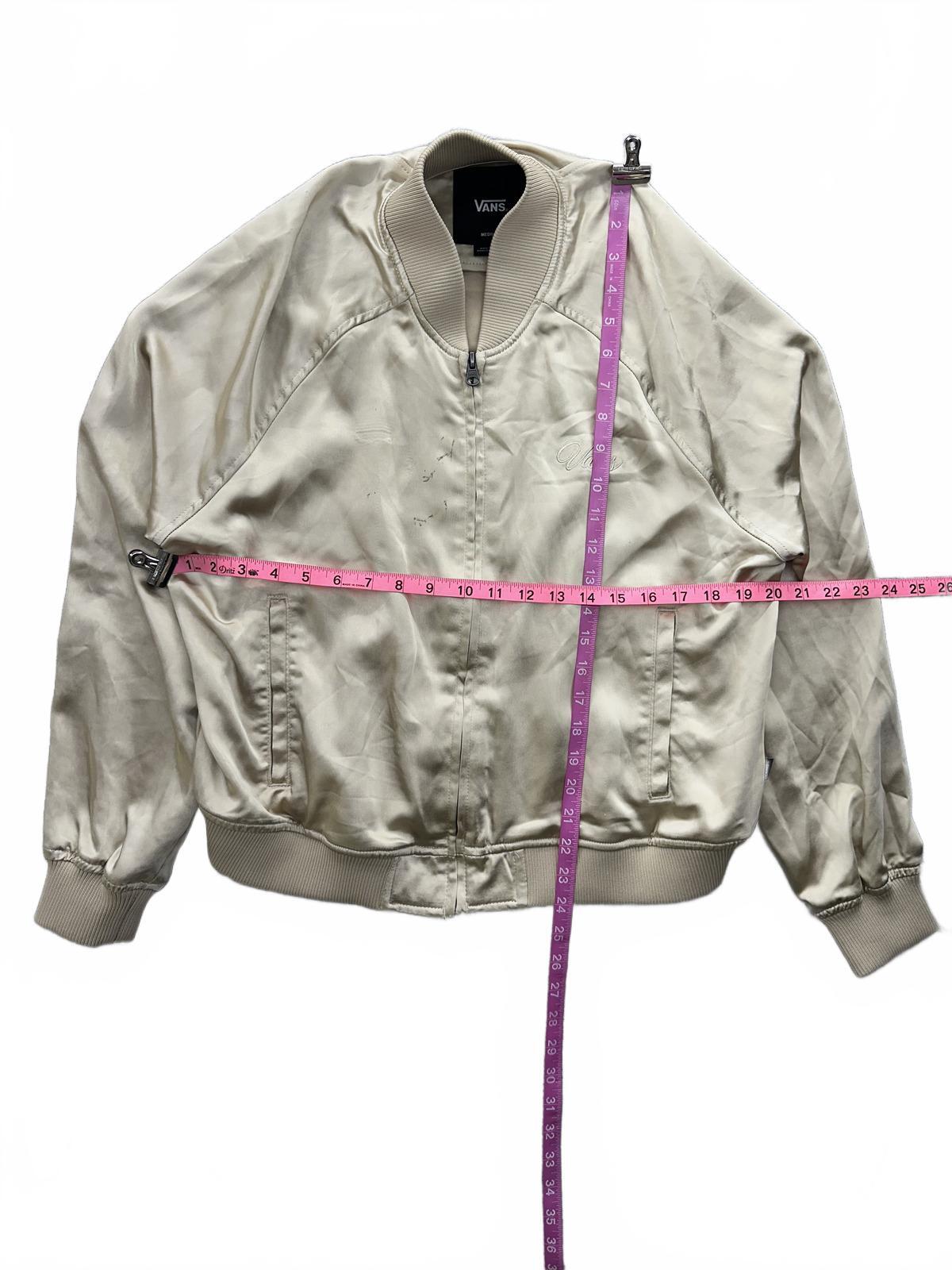 VANS Satin Bomber Jacket Cream Y2K Streetwear Retro
