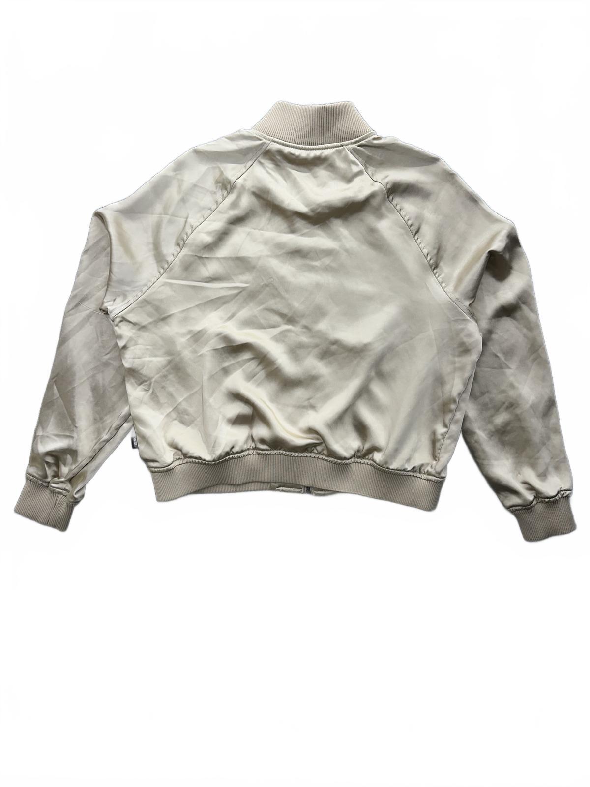 VANS Satin Bomber Jacket Cream Y2K Streetwear Retro