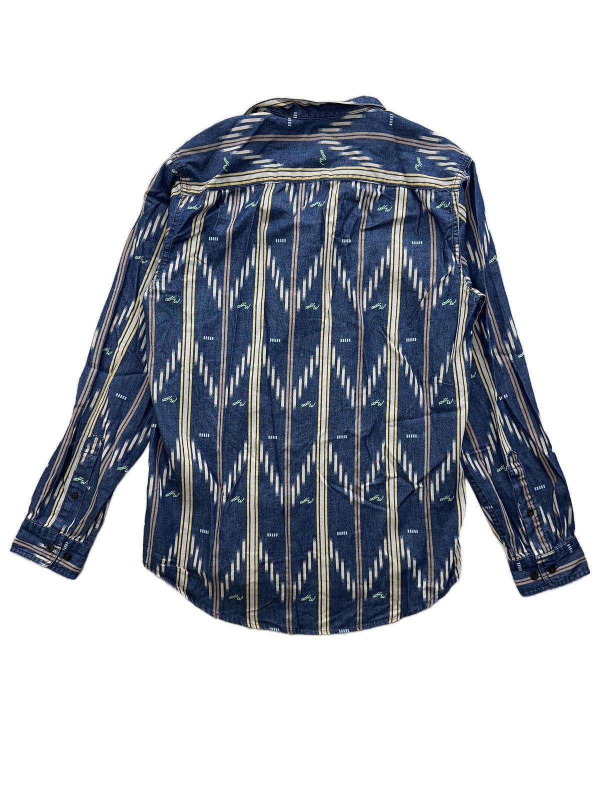 NWT Houston White Men's Button Up Shirt Navy Cream Geometric Pattern