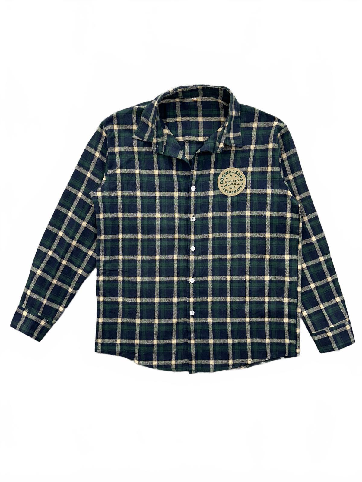Dogwalkers Green Beige Plaid Button Up Shirt Vintage Casual Indie