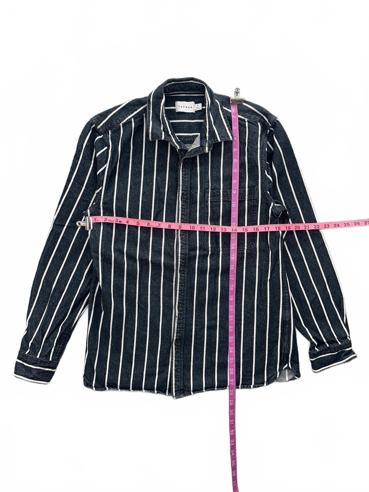 Topman Black and White Vertical Striped Button Up Shirt