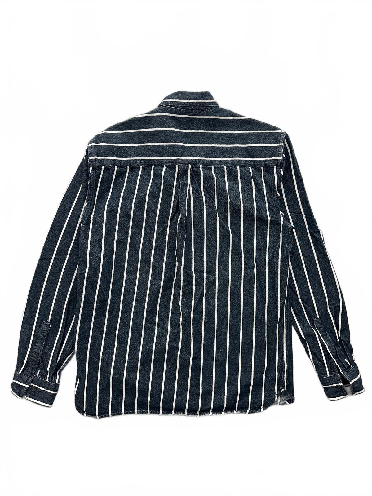 Topman Black and White Vertical Striped Button Up Shirt