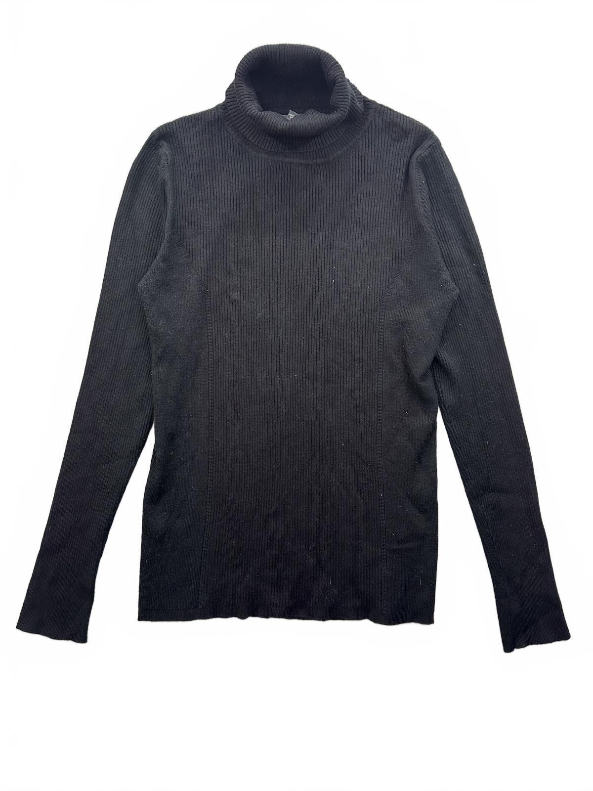 Chelsea & Theodore Black Ribbed Turtleneck Sweater Classic Fit Cozy
