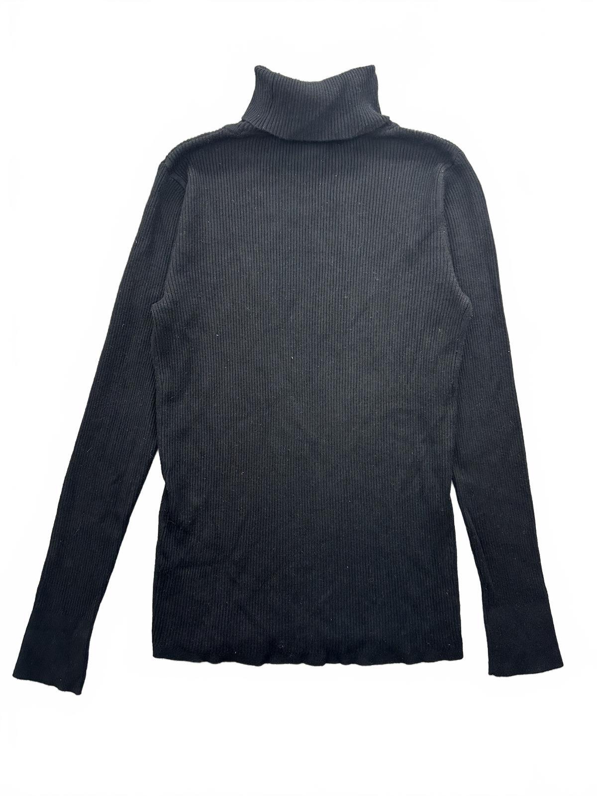 Chelsea & Theodore Black Ribbed Turtleneck Sweater Classic Fit Cozy