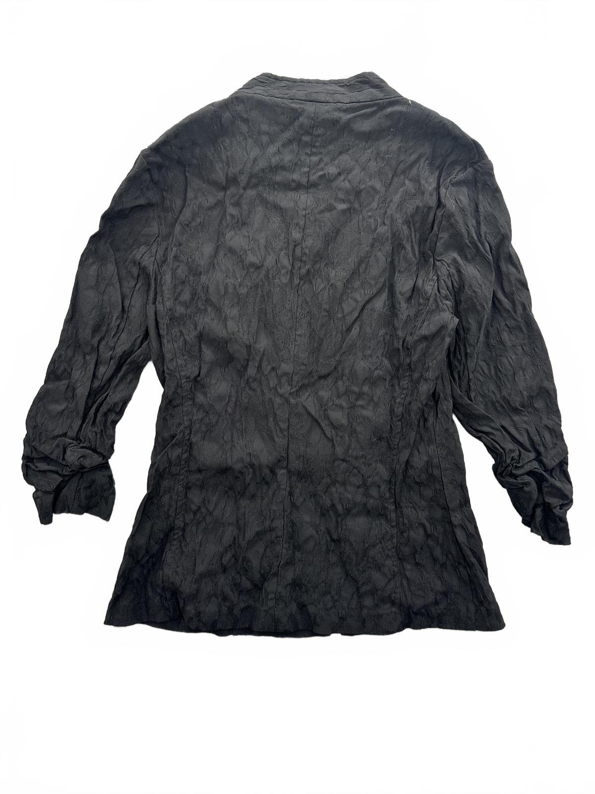 Tribal Black Textured Zip Up Jacket with Ruched Sleeves