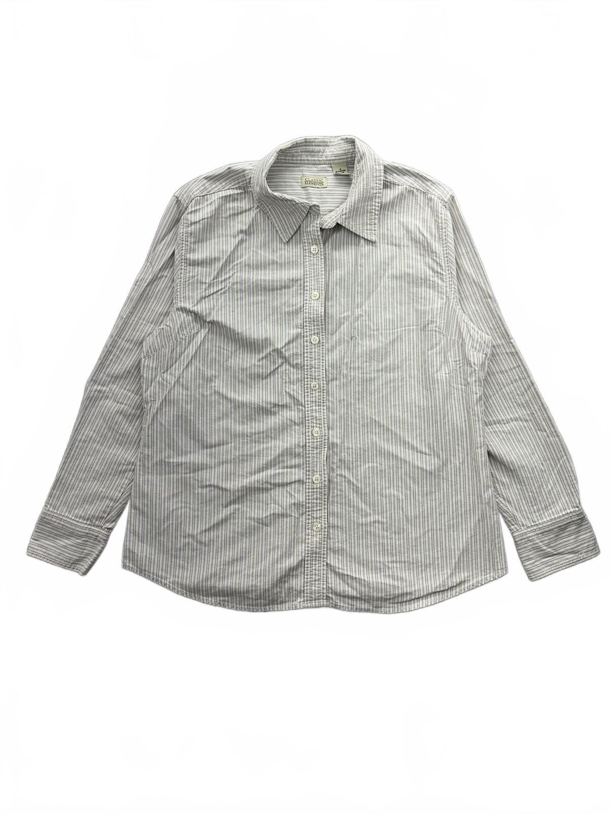Classic Elements Striped Button Up Shirt Casual Vintage