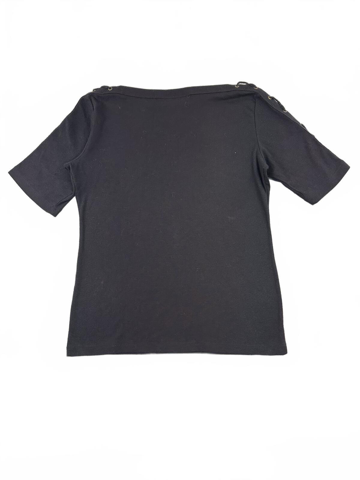 Karen Scott Black Lace Up Sleeve Top