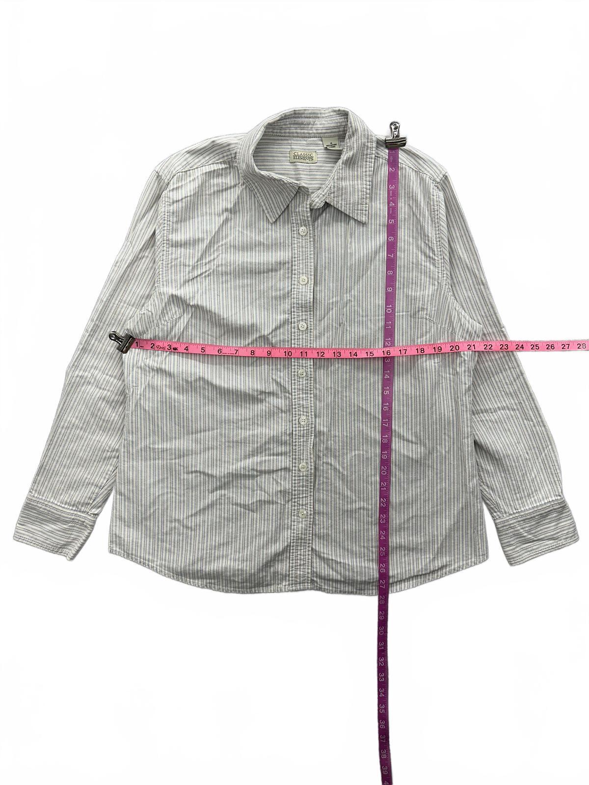Classic Elements Striped Button Up Shirt Casual Vintage