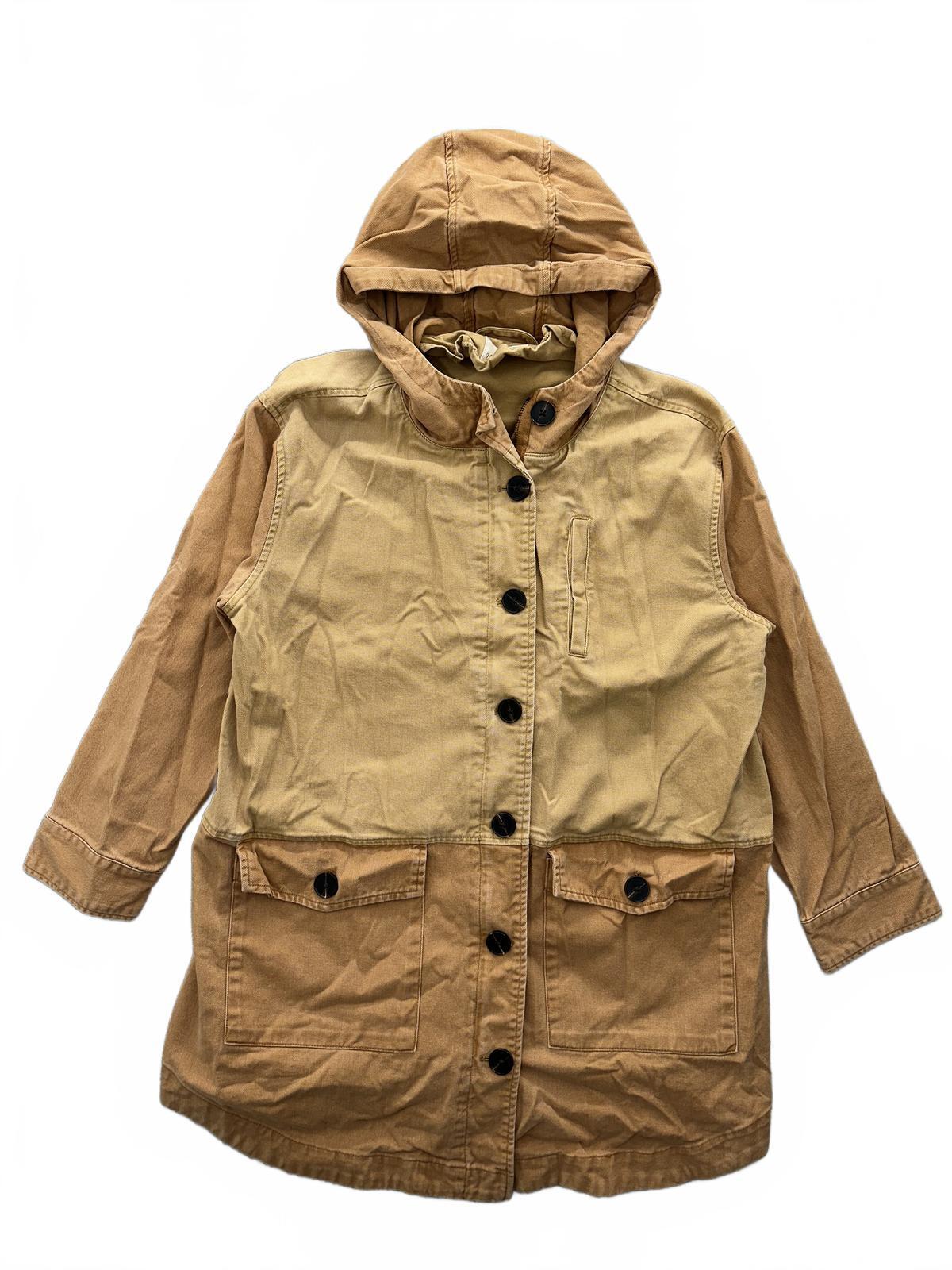 Universal Thread Two Tone Cotton Hooded Jacket Beige Brown Bohemian Parka