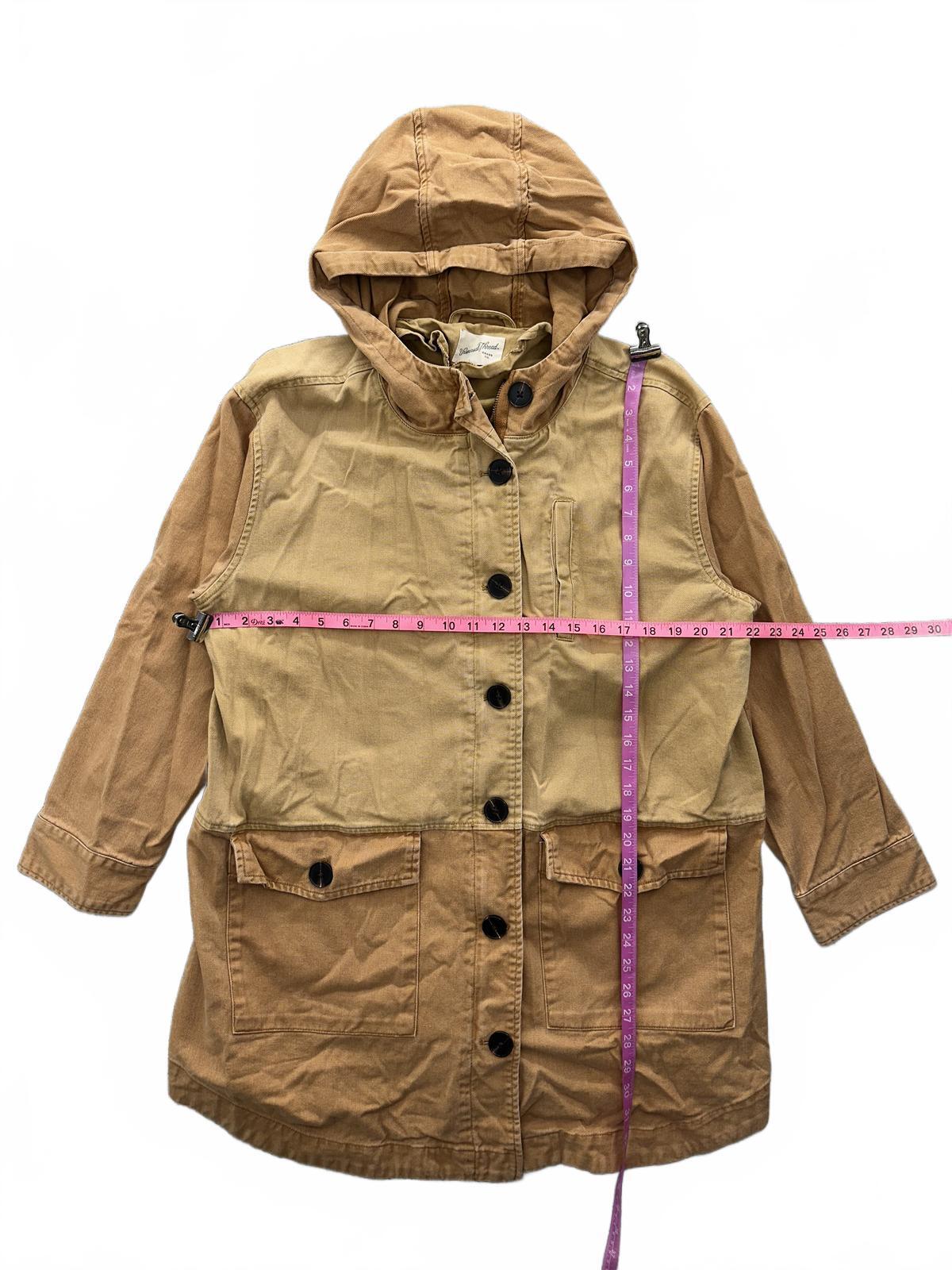 Universal Thread Two Tone Cotton Hooded Jacket Beige Brown Bohemian Parka