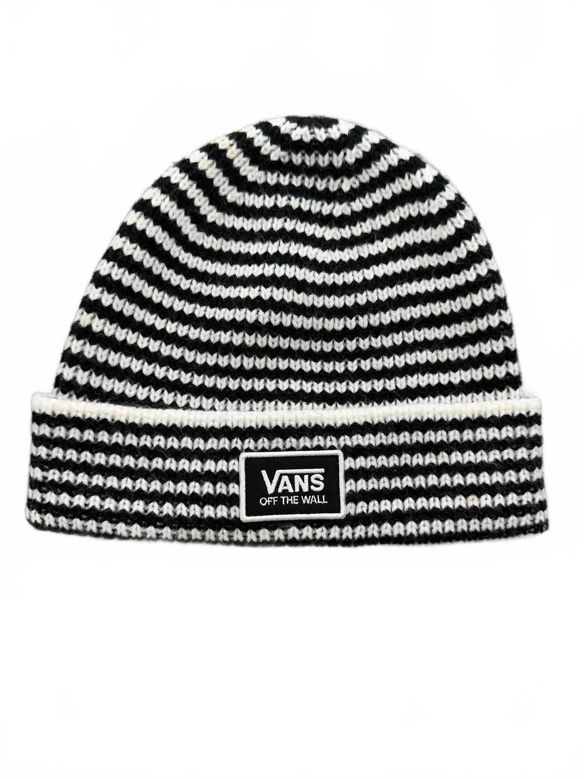 VANS Black and White Striped Beanie Off The Wall Streetwear Hat