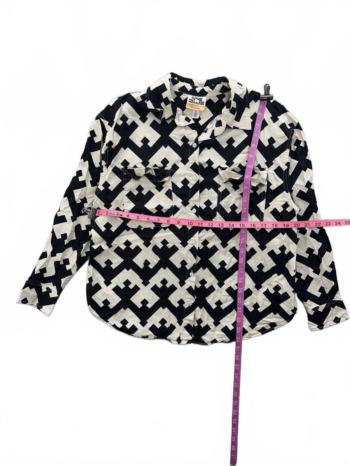 Future Collective Black and White Geometric Button Up Shirt