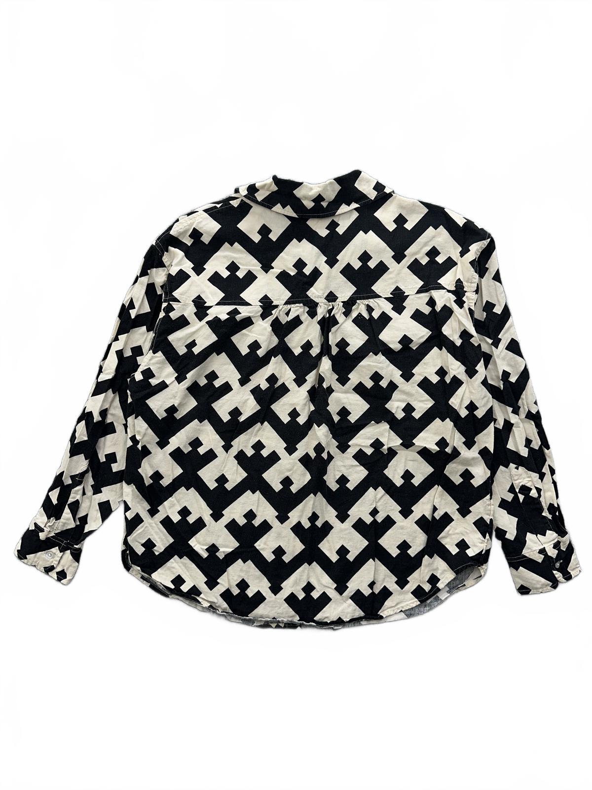 Future Collective Black and White Geometric Button Up Shirt