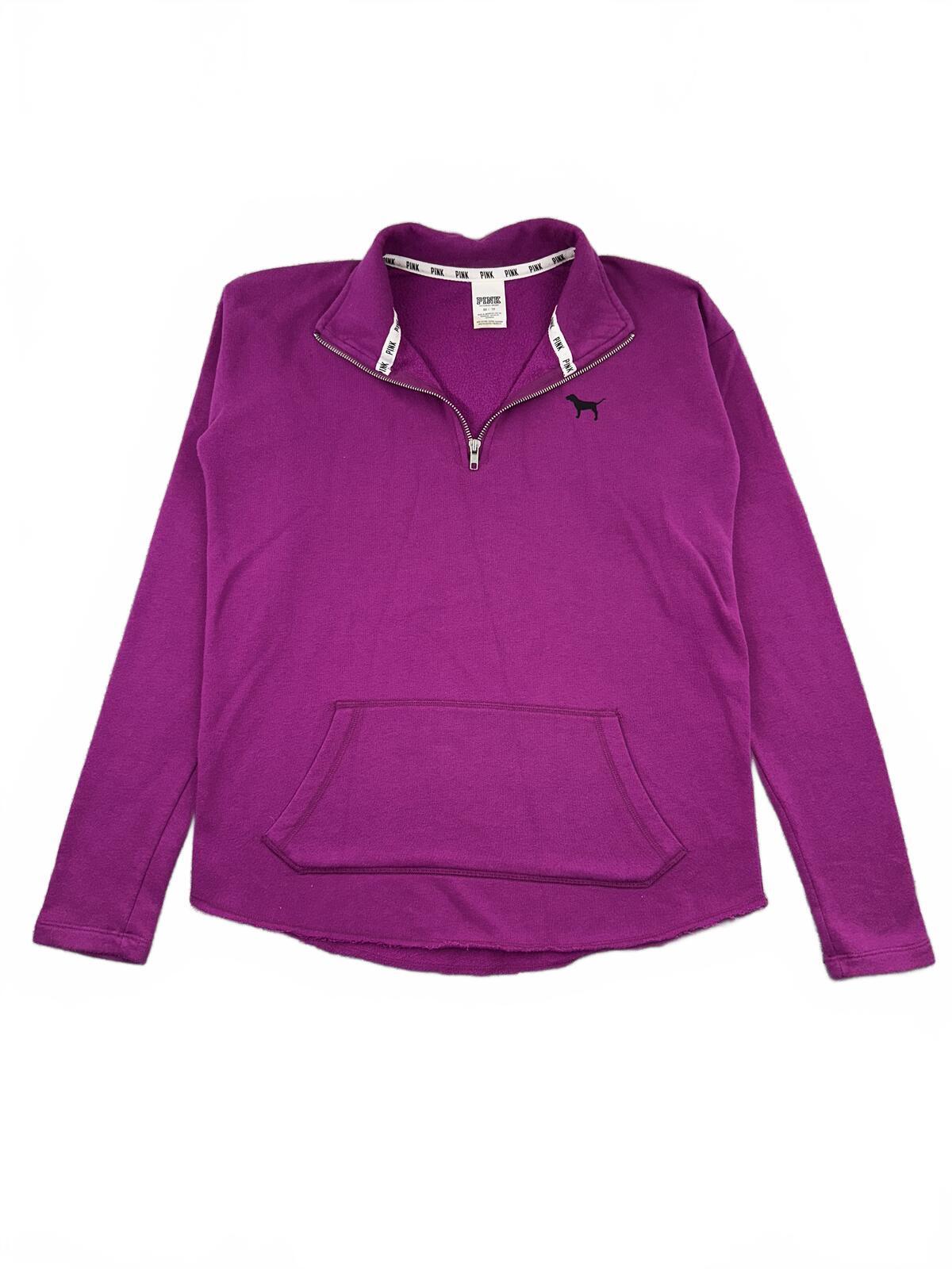 PINK Victoria's Secret Purple Half Zip Pullover Sweatshirt Y2K Athleisure