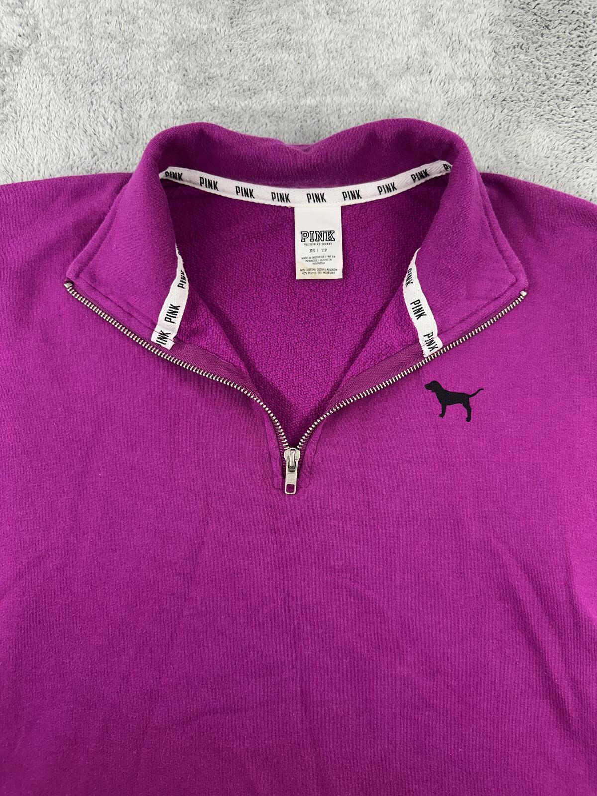 PINK Victoria's Secret Purple Half Zip Pullover Sweatshirt Y2K Athleisure
