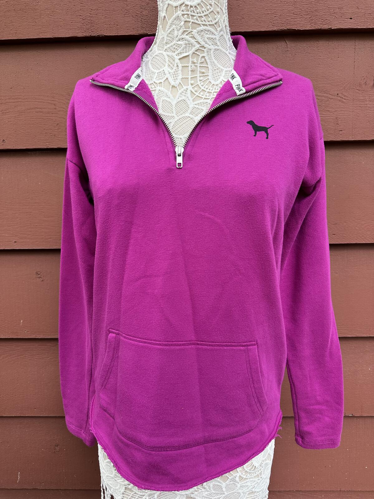 PINK Victoria's Secret Purple Half Zip Pullover Sweatshirt Y2K Athleisure