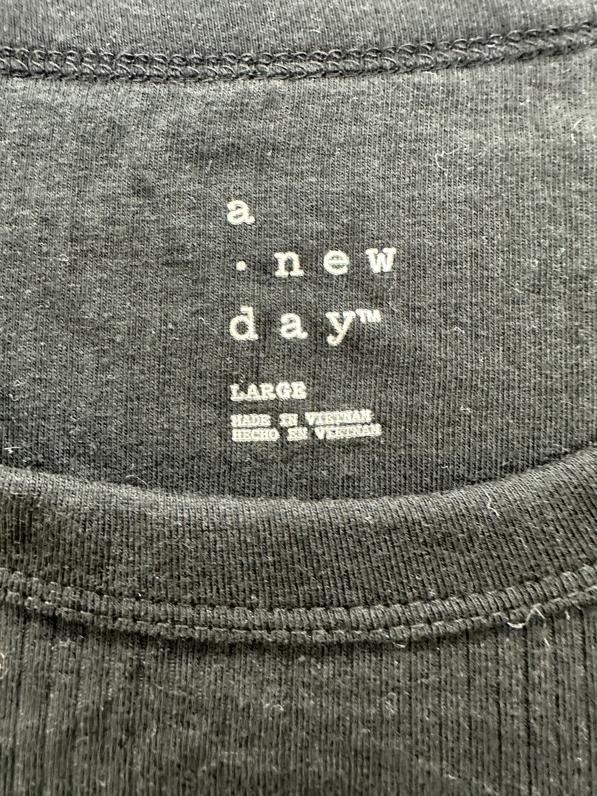 a new day Black Ribbed T Shirt Minimalist Casual