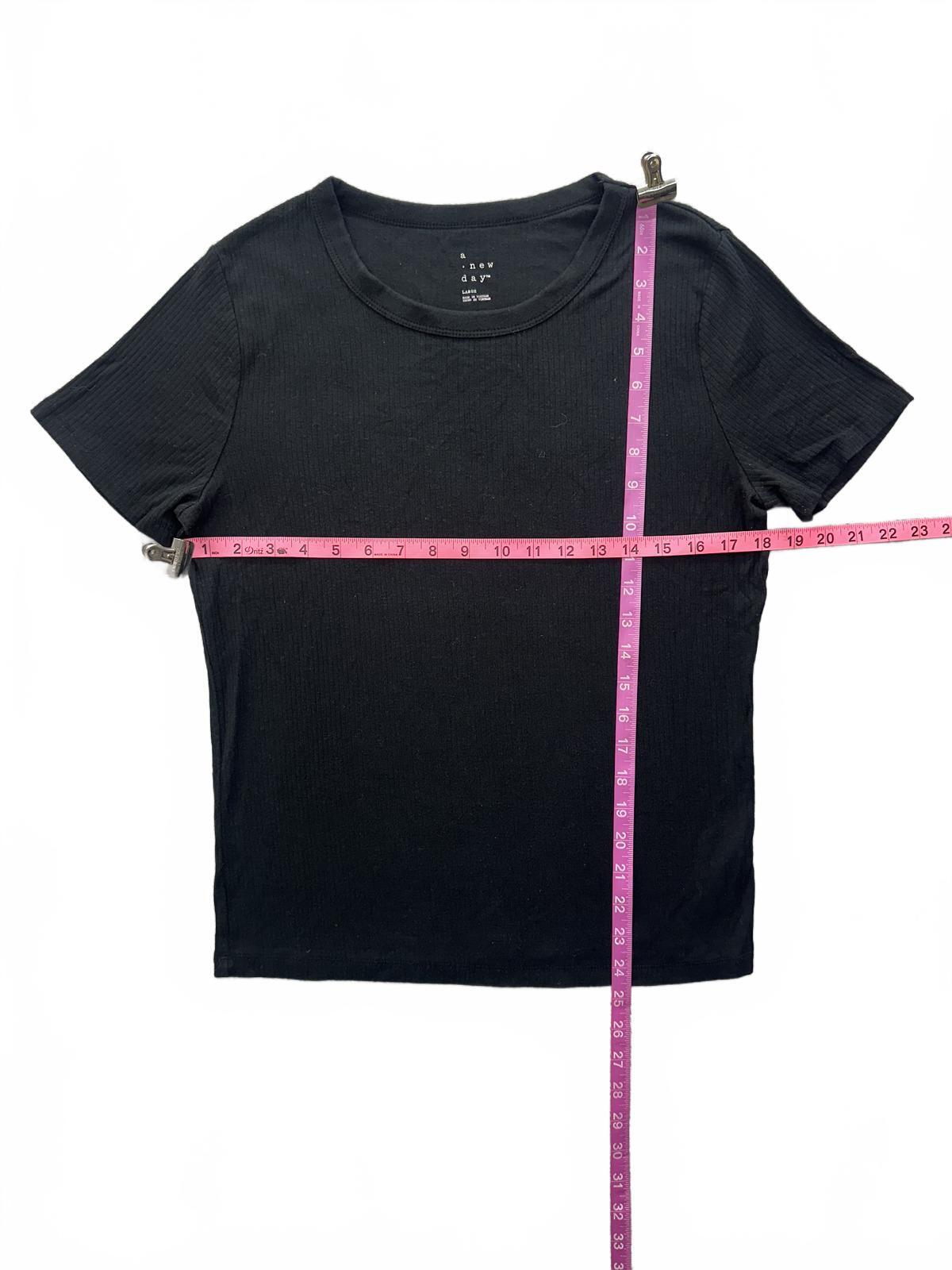 a new day Black Ribbed T Shirt Minimalist Casual
