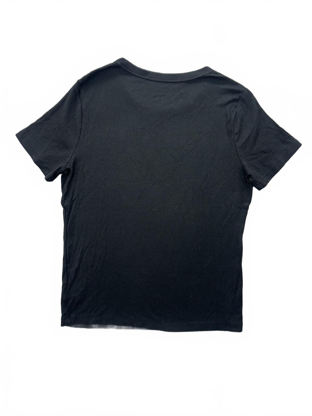 a new day Black Ribbed T Shirt Minimalist Casual