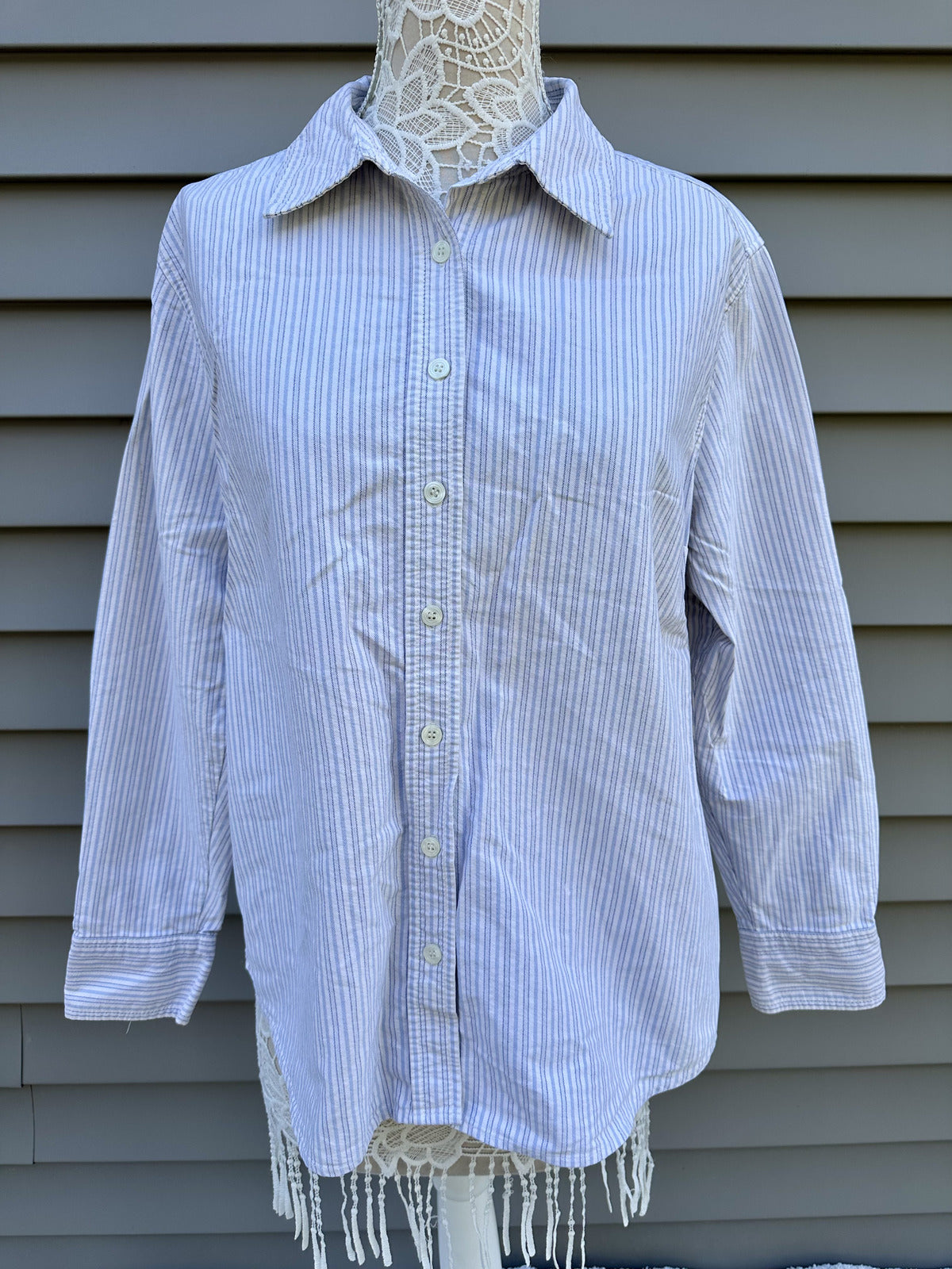 Classic Elements Striped Button Up Shirt Casual Vintage