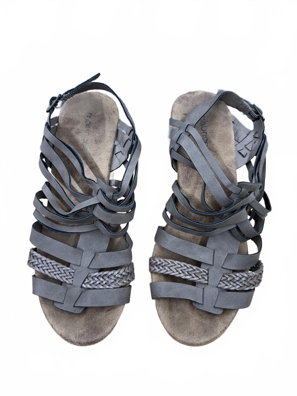 Maurices Gray Braided Cork Wedge Sandals Y2K Boho Festival