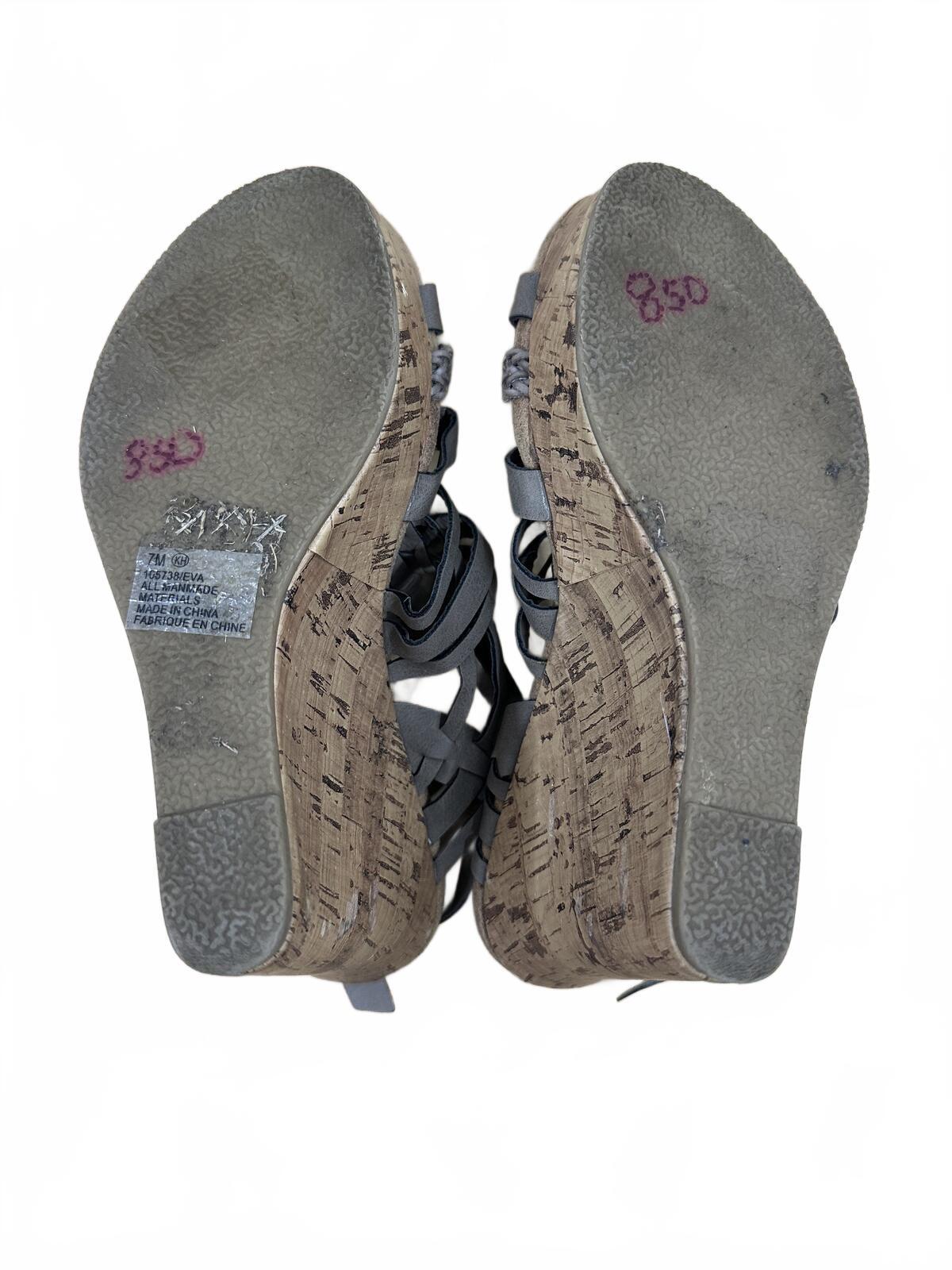 Maurices Gray Braided Cork Wedge Sandals Y2K Boho Festival