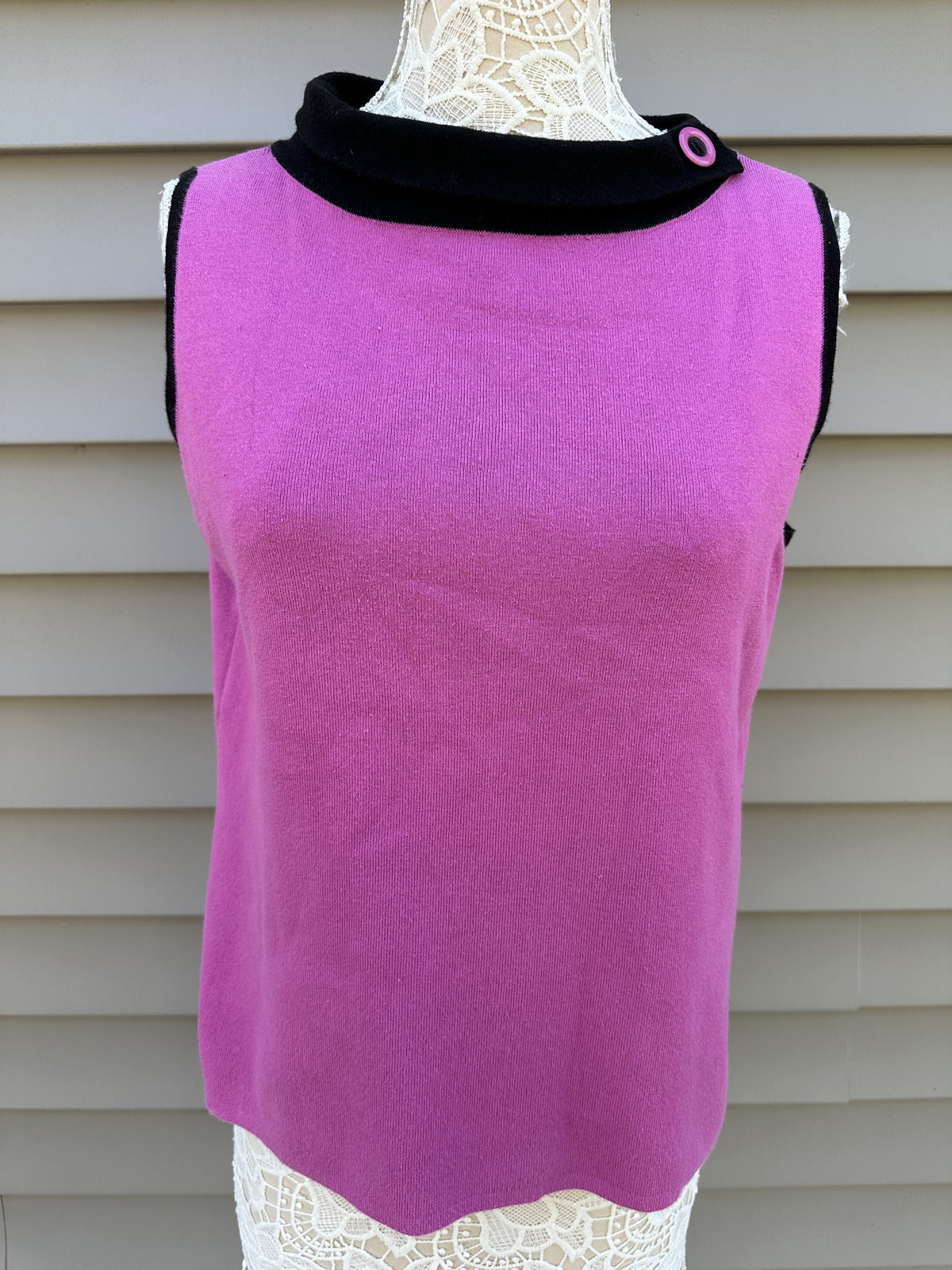 Designers Original Y2K Sleeveless Sweater Top Purple Black Coquette Retro
