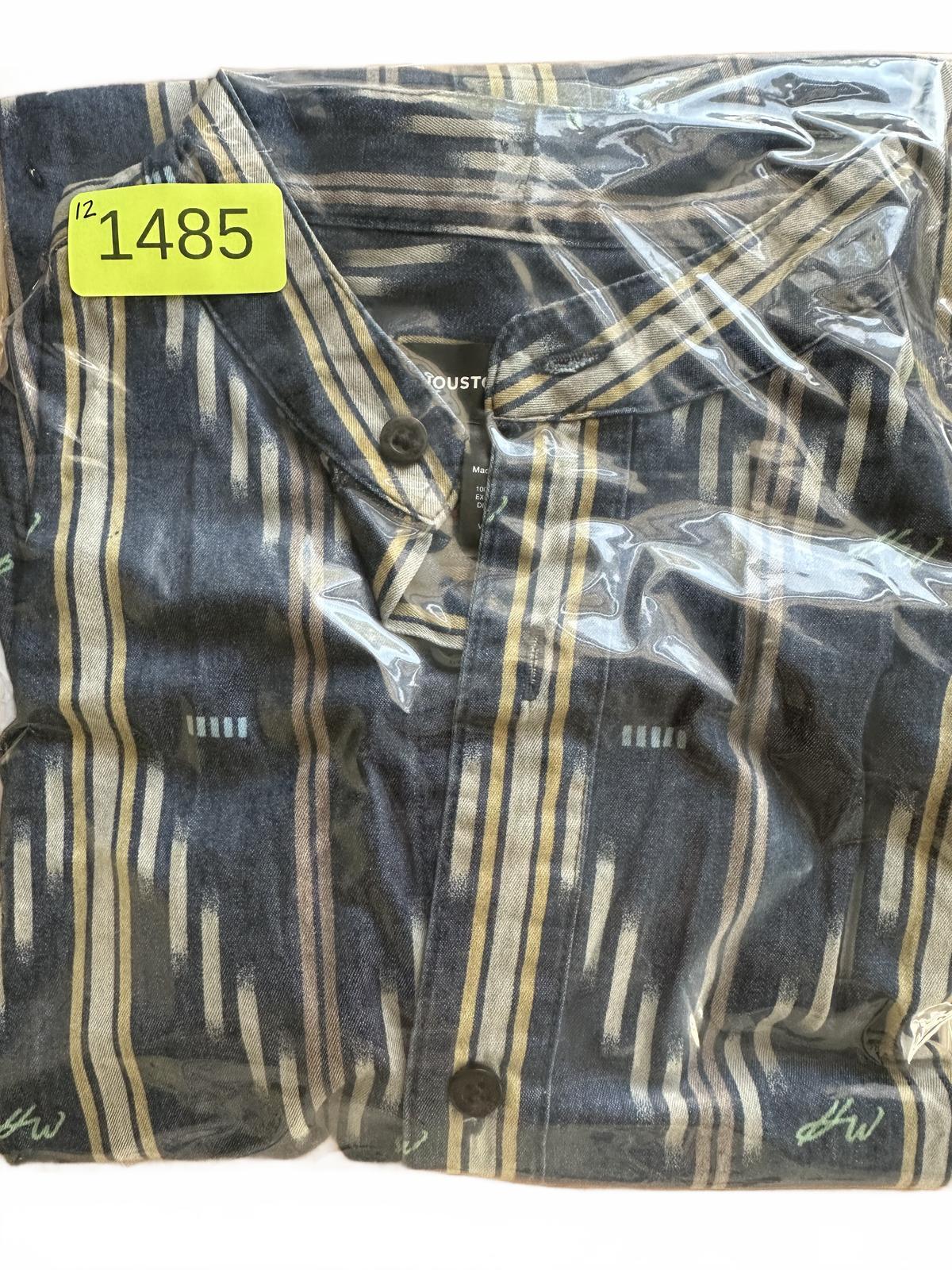 NWT Houston White Men's Button Up Shirt Navy Cream Geometric Pattern